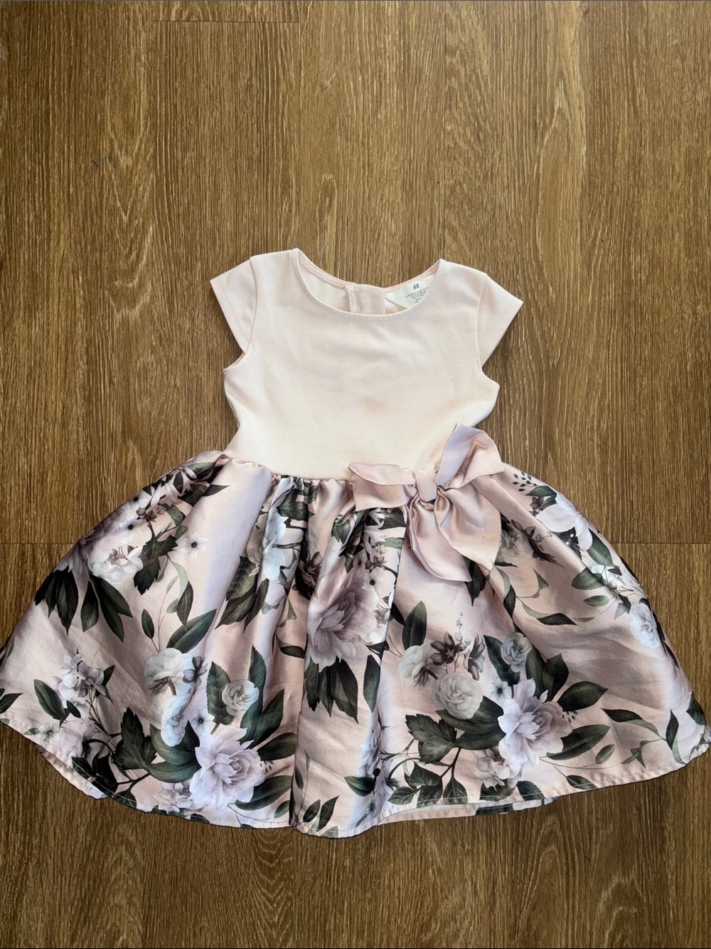 Toddler Girls Pink Floral Bow Dress